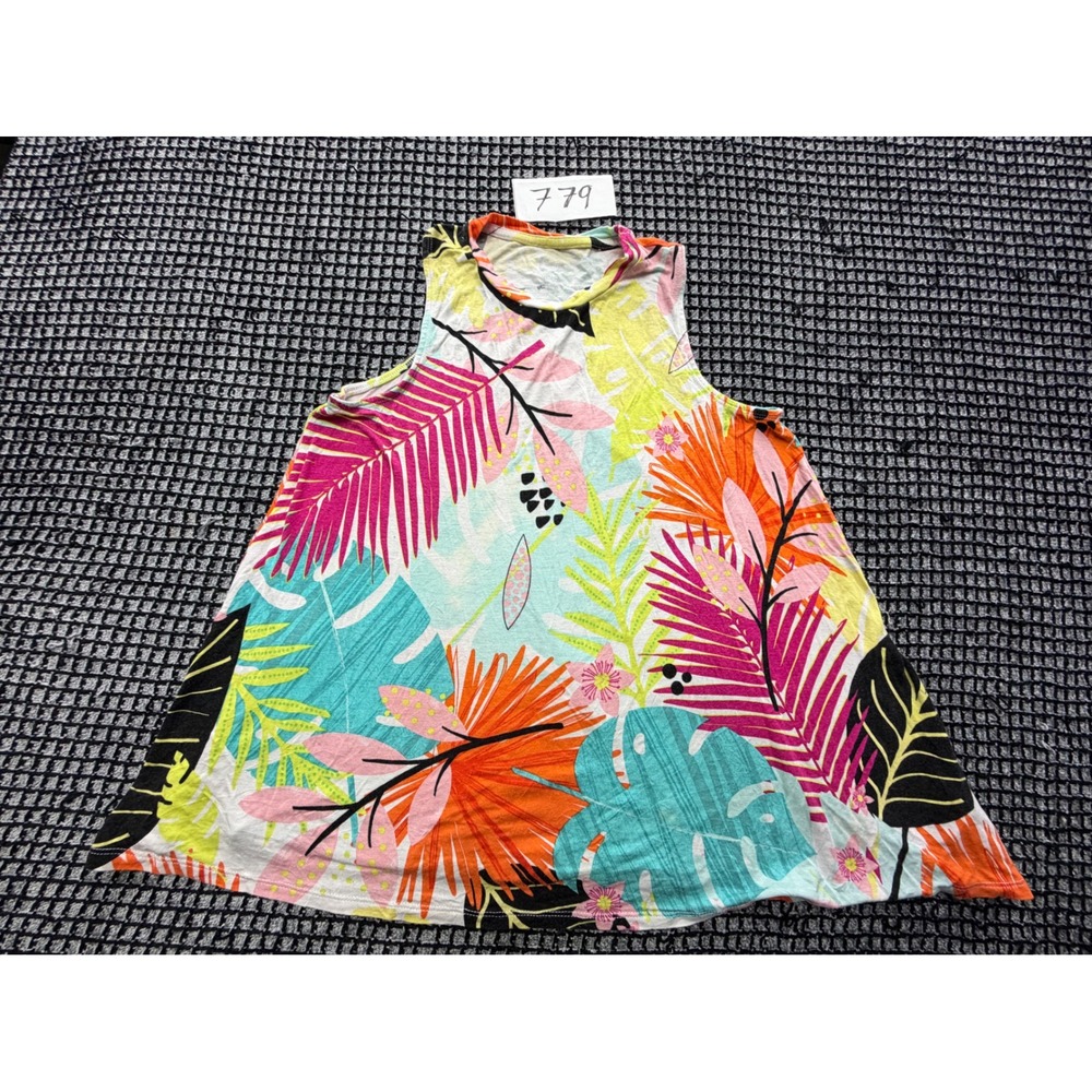 Wonder Nation Tank Top Girls XXL 18 Multi Tropical Leaf Print Sleeveless Top